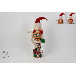 Schiaccianoci Natale Soldato con Calendario  - 38 cm 