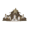 Capanna Natività Bianca Regalo statuine con LUCI LED miniature in Ceramica 7 personaggi Presepe per Bambini in miniatura COLORI 