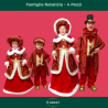 Famiglia Natalizia set da 4 Statuine con Abito Rosso - 50/65 Cm