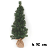 Albero di Natale 90 cm CON BASE LEGNO rivestito Sacco Juta 125 rami