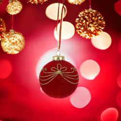 6x Palline di Natale in Velluto Sfera Infrangibile in Plastica ROSSO GLITTER ORO FLOCCATE per Albero di Natale Decorazione ORO G