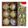 6 PALLINE PLASTICA NATALE DECORO ORO ASSORTITO CM.12