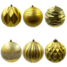 6 PALLINE PLASTICA NATALE DECORO ORO ASSORTITO CM.12