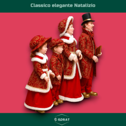 Famiglia Natalizia set da 4 Statuine con Abito Rosso - 50/65 Cm