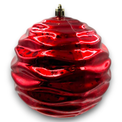 6 PALLINE PLASTICA NATALE DECORO ROSSO ASSORTITO CM.12