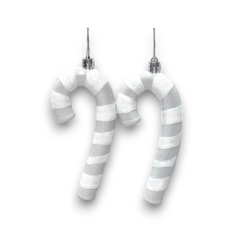 Set 6 Pezzi Candy Cane Bianco Argento 15 cm - XNA22023591