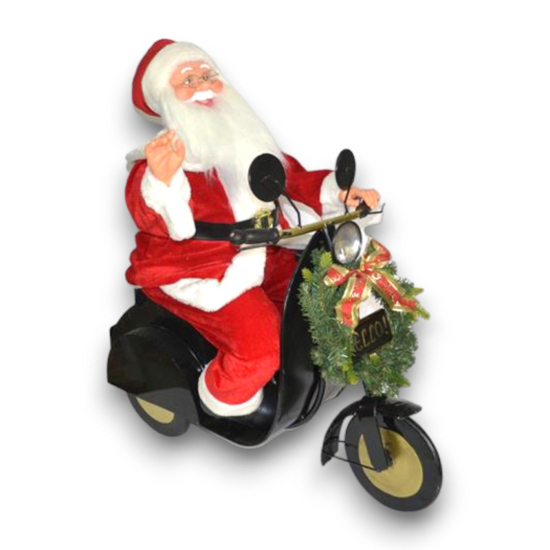 Babbo Natale su Moto con Movimento Musica e Luci 83x45x83 cm