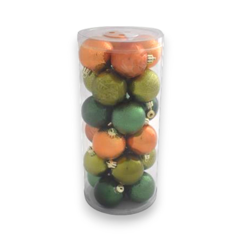 Set 24 Palle Natale Decorate 6 cm Verde