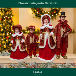 Famiglia Natalizia set da 4 Statuine con Abito Rosso - 50/65 Cm