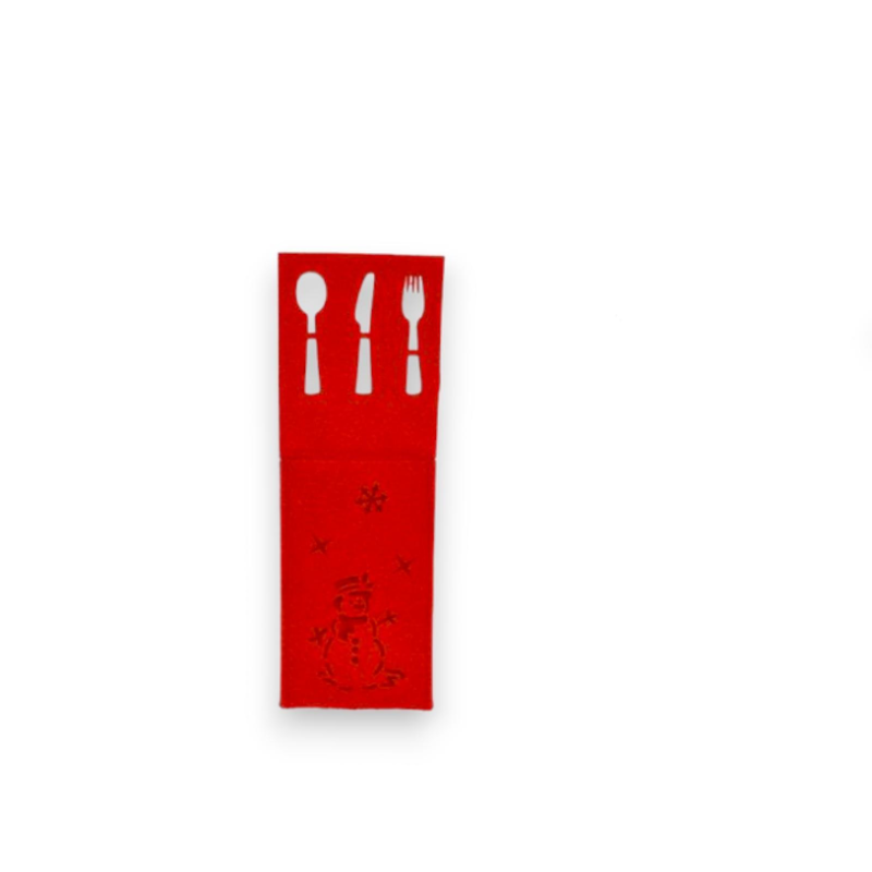 6 pz Portaposate segnaposti in feltro rosso 25x8.5 cm