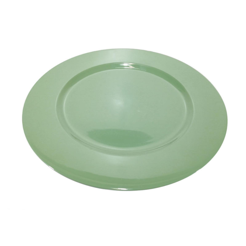 6 Sottopiatti Bordo Liscio Colore VERDE CHIARO PALLIDO in plastica Rigida Bordo Liscio Tondo 33 cm