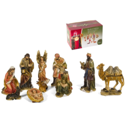 Presepe Natività Elegante con 10 soggetti Fino a 12 cm