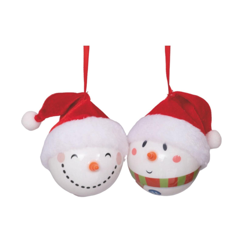 PALLINA PUPAZZO DI NEVE IN PLASTICA CON CAPPELLO - PL-66958