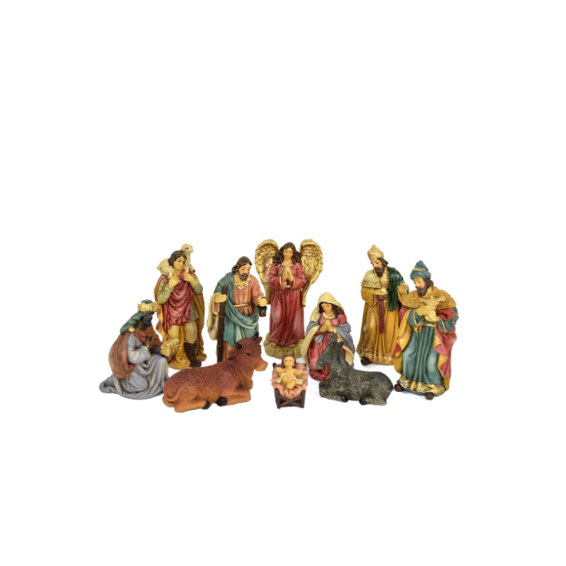 Aurora Store Natività 10 pz da h. 12 cm Classica ORO Presepe Statuine in Resina - AM