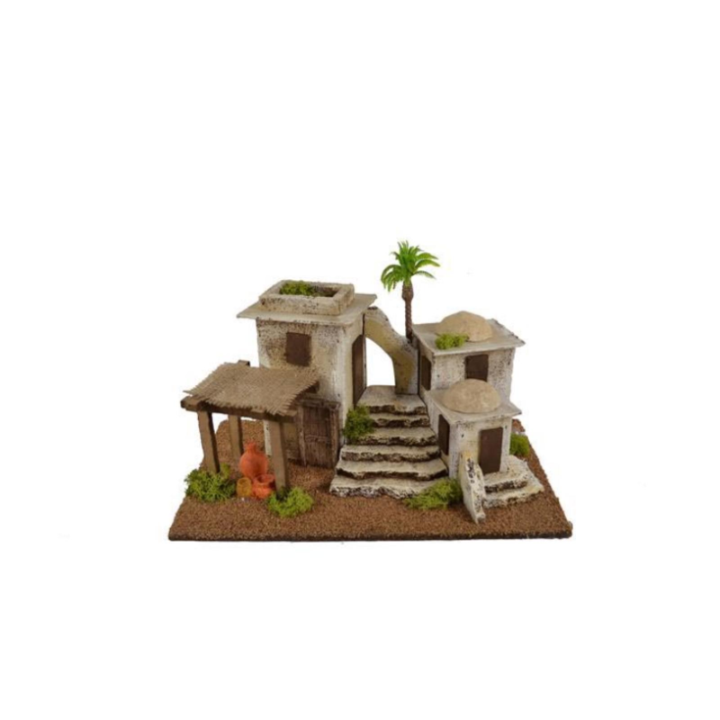 Scenario per presepe Arabo con scalinata e gazebo con palma 41x25x23 cm