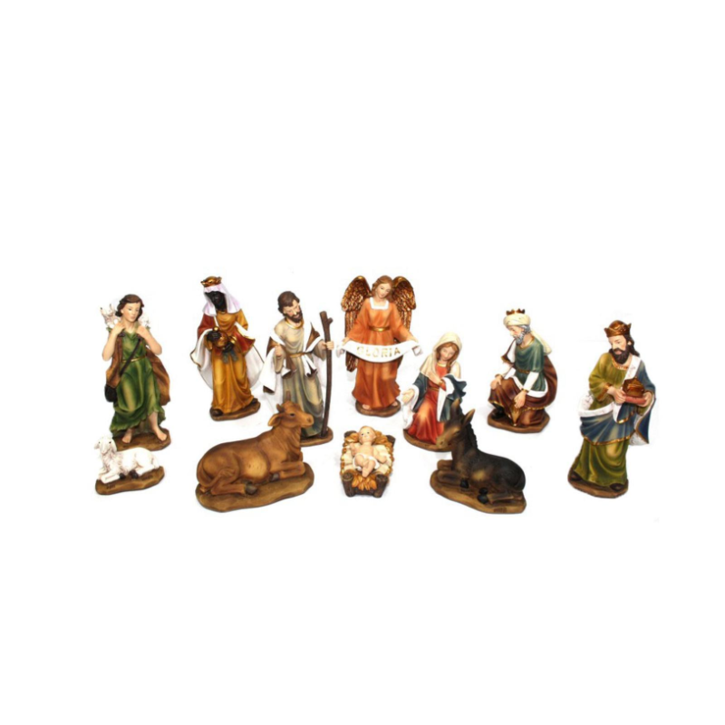 Presepe Natività Elegante con 11 soggetti Fino a 15 cm