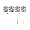 4x Candy Cane Lolly Pop Floccato APPENDINO Addobbo Bianco e Rosa Antico - 8x20 cm LOLLIPOP