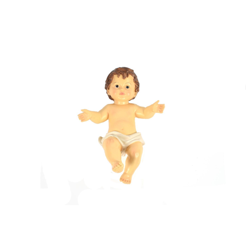 Statua di Gesù Bambino da 15 cm design tradizionale Bambinello italiano Statuina in ceramica per culla paglia