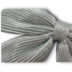 Fiocco di Natale in velluto SILVER rigato imbottito decorazione 28 cm