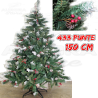 Albero di Natale - Pino Verde Rustico Punte Bianco Bacche e Pigne - 150 cm