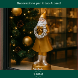Babbo Natale con Ghirlanda - Oro - 31 Cm
