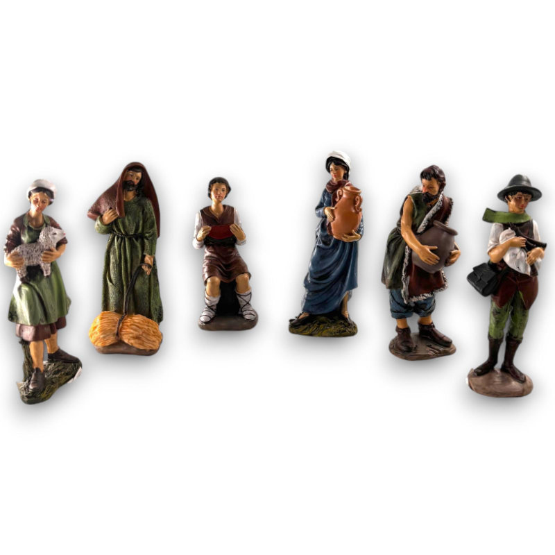 Set 6 Pastori in Resina 20 cm Presepe Statuine 