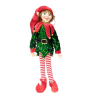 Peluche Elfo Gnomo di Natale 50 cm Abito PAILLETTES e VELLUTO rosso e verde