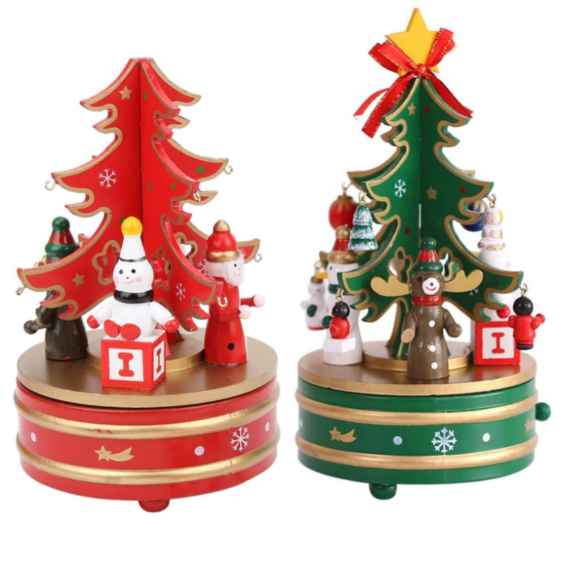 Carillon albero di natale in legno 21 cm 2 ass.