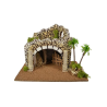 Scenario fienile con arco e colonne con palma 44x29xh. 31 cm