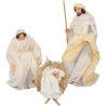 Set Natività Artigianale in Tessuto Bianca Avorio Presepe Statuine in Resina con Sacra Famiglia Personaggi da h. 75 cm