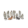 Set Natività 11 Soggetti in Ceramica BIANCA Colori Chiari ORO PLATINO da h. 10 cm