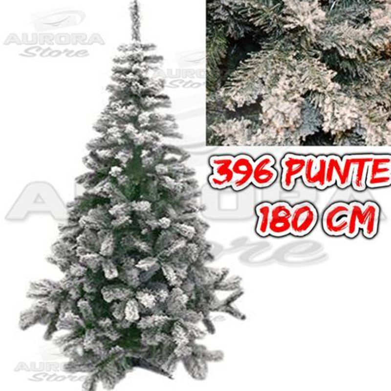 Albero di Natale INNEVATO VERDE 180 CM 600 punte BASE IN METALLO