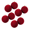 Pallina di Natale STRINGATE in Velluto Sfera Infrangibile in Plastica Rosso 10 cm