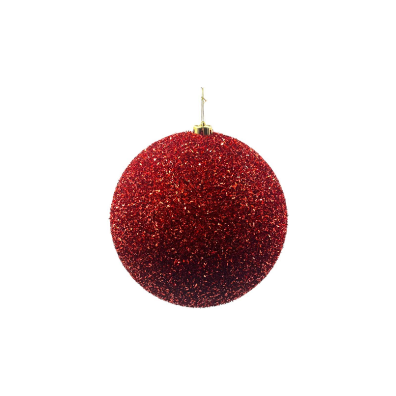 Palla di Natale Gigante Ø 15 cm in Plastica TINSEL LUCIDA Glitter ROSSO