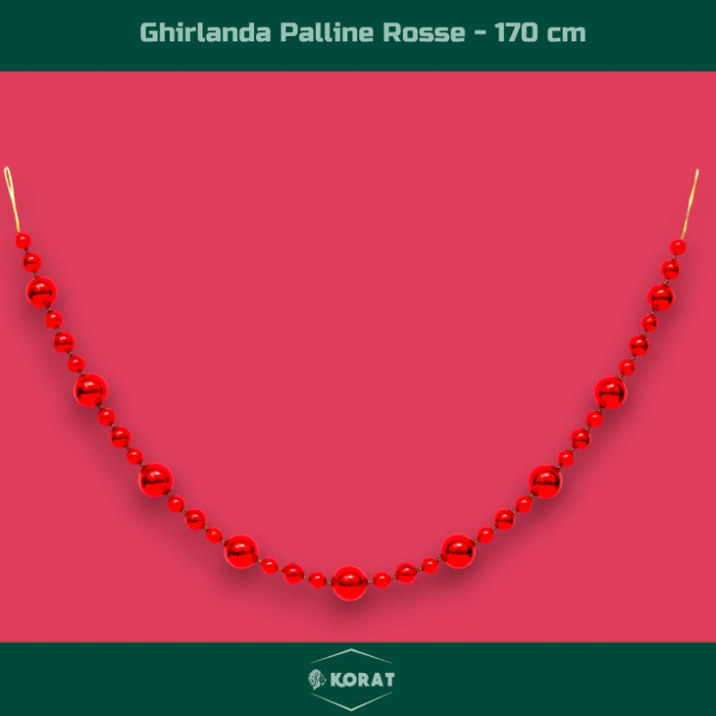 Ghirlanda con Palline - 170 cm - Rosso