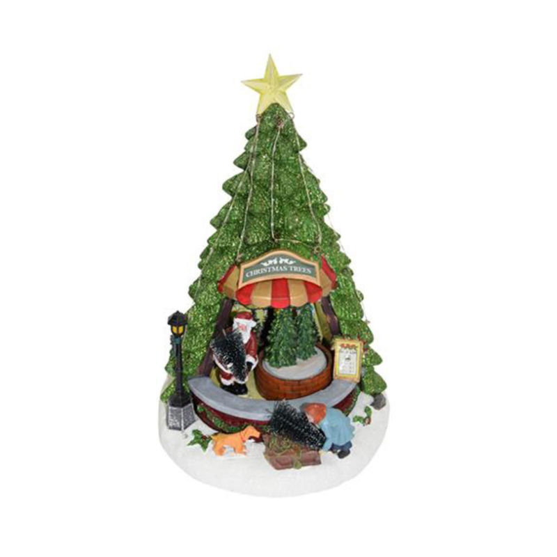 Villaggio Albero di Natale innevato con Babbo Natale e CANDY SHOP 22 x h. 34 cm