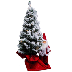 Albero di Natale INNEVATO CON LUCI e pupazzo BABBO NATALE COMPLETO E LUCI INCLUSI, 45/60/90 cm