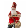 Statuetta Pupazzo di Babbo Natale con CARILLON Rosso e Argento PAILLETTES Grande e Movimento Altezza 35cm