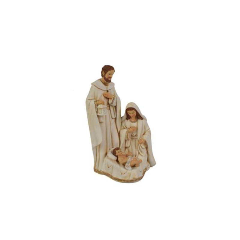 Set Natività in Ceramica Bianca Colori Chiari Glitter Oro da h. 23 cm