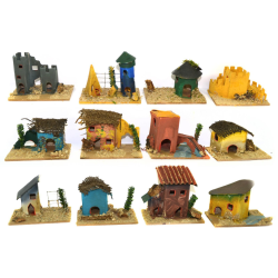 Set 12 Casette Presepe Piccole Colorate - 8x5x h. 6 cm