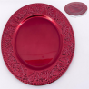 Sottopiatto Tondo Rosso Bordo Foglie - Plastica Rigida - 33 cm 