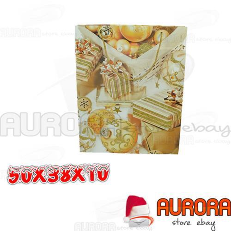 Busta Regalo Oro - Palline e Regali - 50x38x10 cm