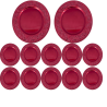 12 Sottopiatti Tondo Rosso Bordo Foglie - Plastica Rigida - 33 cm 