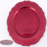 6 Sottopiatti Tondo Rosso Bordo Ondulato con Righe - Plastica Rigida - 33 cm 