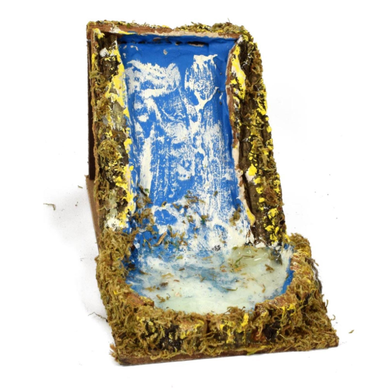 Cascata Ruscello con finta acqua che scorre per Presepe Natale in Sughero 12x20 x h. 12cm