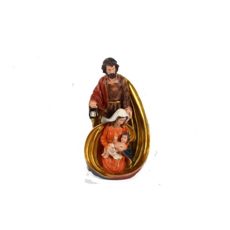 Natività in Ceramica 40 cm Classica Madonna e Gesù Bambino avvolti nel mantello ORO di Giuseppe