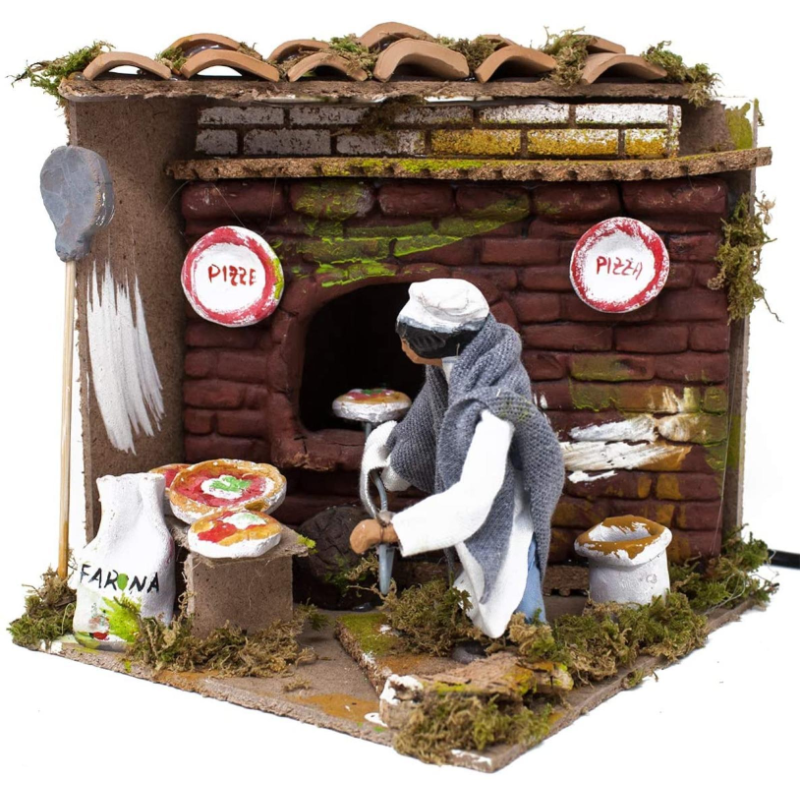 Aurora Store Pastore Pizzaiolo per Presepe in Movimento 15 cm x 10 x h. 10 cm