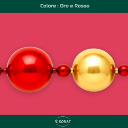 Ghirlanda con Palline - 170 cm - Rosso/ Oro