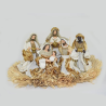 Set 6 pz Natività Artigianale in Stoffa Bianca Avorio tessuto ORO Presepe 6 Personaggi da h. 23 cm