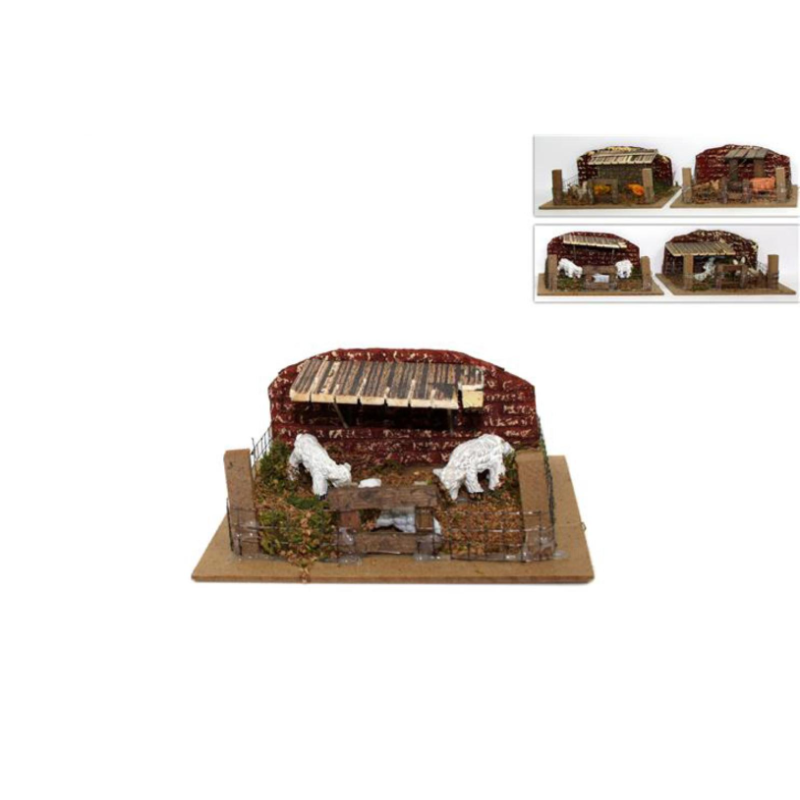 FATTORIA COMPLETA Animali da Cortile in Miniatura per Presepe 14,5 x 11,5 x h.6,5 cm